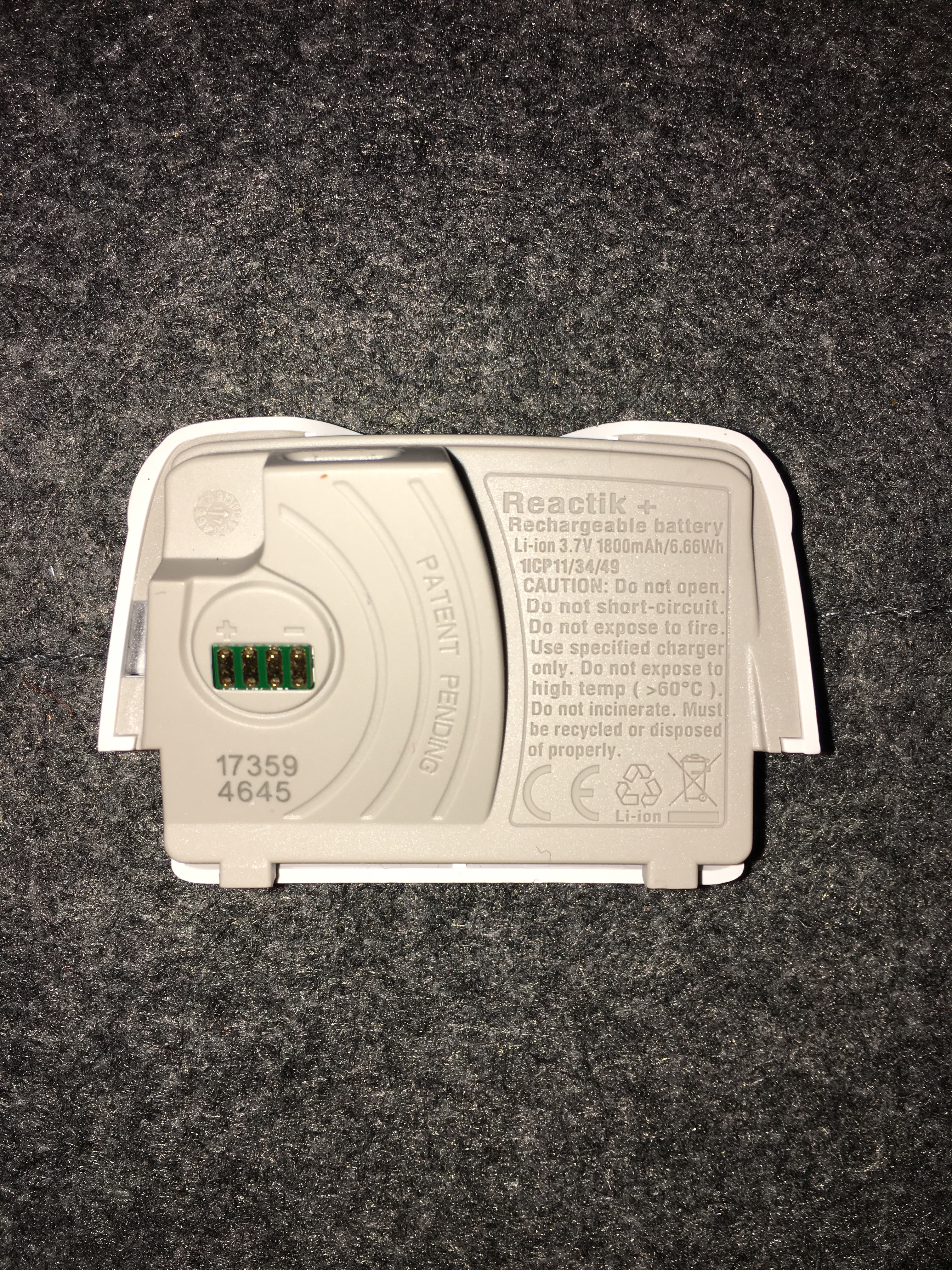 Batteria Petzl Reactik 1800mAh – Ricambio Per Lampade Frontali Reactik E Reactik+, Batteria Li-Ion 3.7V (Bianca)